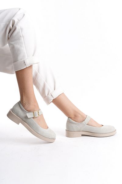 GNS Shoes Ballerin Leather Cream Suede Women's Shoes