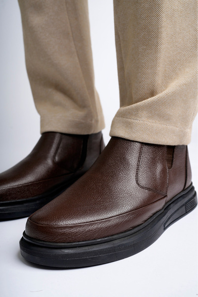 Deripabuc Hakiki Deri Erkek Kahverengi Deri Bot Mrd7-0601