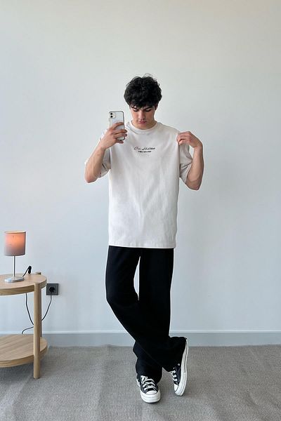 Flaw Wear Our Habitat Printed Beige Oversize T-Shirt