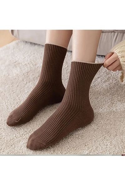 FUBA Aksesuar 5 Pairs Women's Multicolor Comfortable Ribbed Elastic Socks