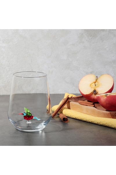 ADAMODART Single Water Cup with Hummingbird Glass Figure