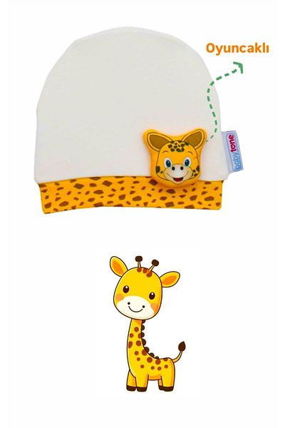 BABY TONE Unisex Baby 100% Cotton Cute Giraffe Toy Beanie - Hat