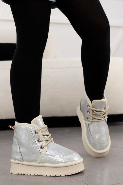 Mamito Ayakkabı Mami Kids 011 Lace-Up Fur Kids Boots