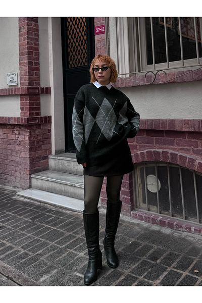 Bak'ap Pulover din tricotaje premium cu model Argyle