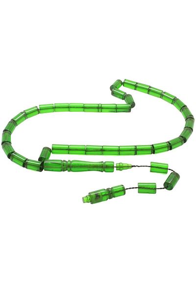 Tesbihane Cut Green Fire Amber Prayer Beads with System and Master Workmanship