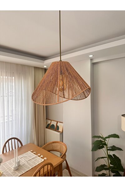 KorFam HASIR EL YAPIMI BOHEM ASİMETRİK ŞEKİLLİ RUSTİK AVİZE