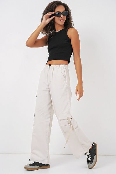 Bigdart 6691 Wide Leg Cargo Pants - Ecru