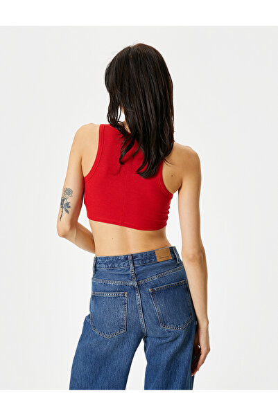 Koton Crop Athlete Thick Strap U-Neck Ribbed