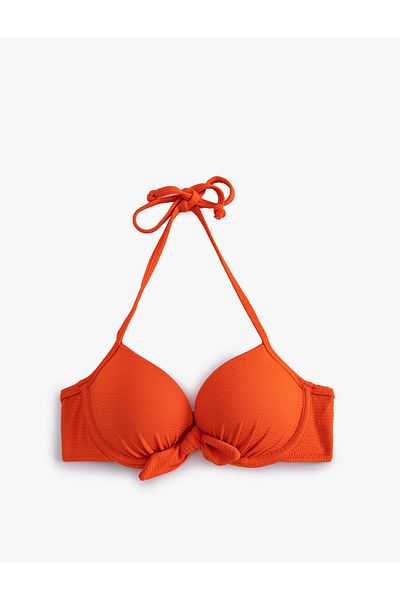 Koton Strukturiertes Push-Up-Bikinioberteil mit Bindedetail – Bügel