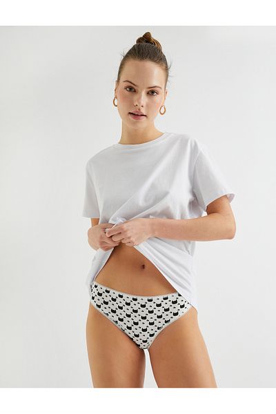 Koton Hipster Panties Minimal Printed Embroidered