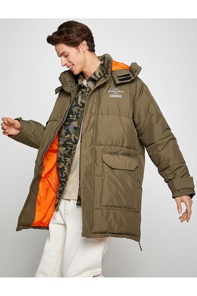 Koton Waterproof Hooded Puffer Jacket - Anorak, Pocket Detail and Zipper