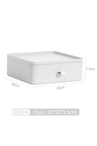 Fesya Home Esta White Single Storey Multipurpose Makeup Organizer - with Drawer