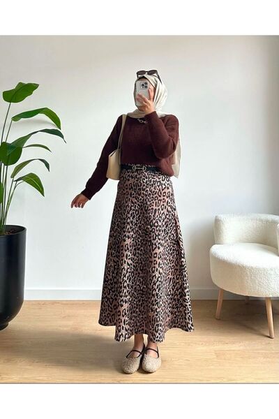 sashıon LEOPAR DESENLİ  ETEK