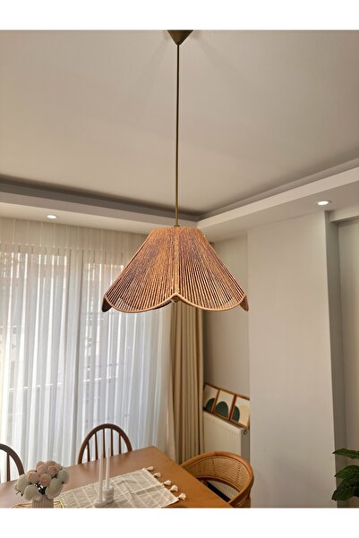 KorFam HASIR EL YAPIMI BOHEM ÇİÇEK ŞEKİLLİ RUSTİK AVİZE