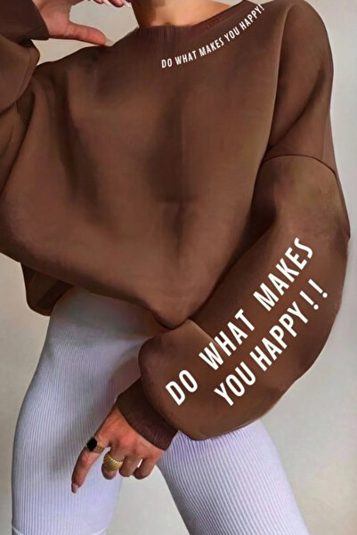 Wish BF Γυναικείο φούτερ με στάμπα με λαιμό και μανίκια με λεπτομέρειες