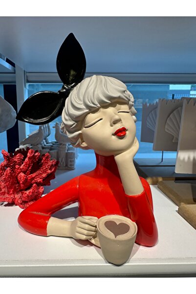 İki Cadı Tasarım Kalpli Fincan Detaylı Kurdelalı Kız Dekoratif Obje