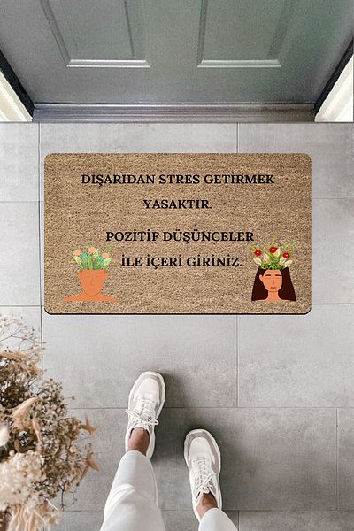 Dormot Home High Quality Digital Printing Enter with Positive Thoughts Door Front Mat