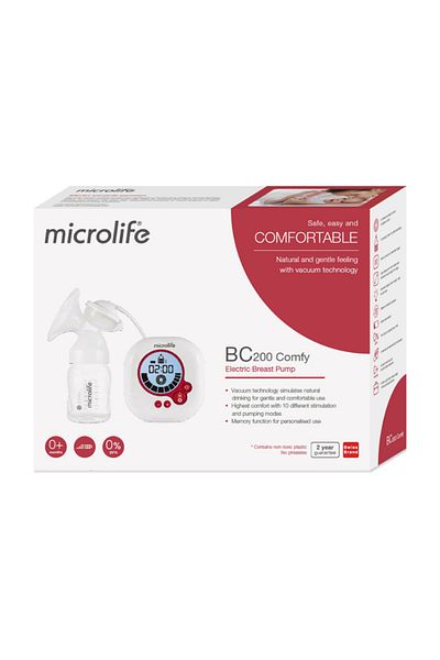 Microlife BC 200 Comfort Electric Breast Pump, Clear