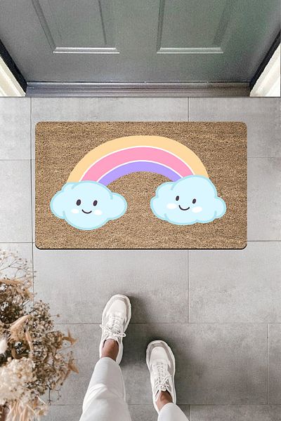 Dormot Home High Quality Digital Printing Rainbow between Clouds Door Front Mat