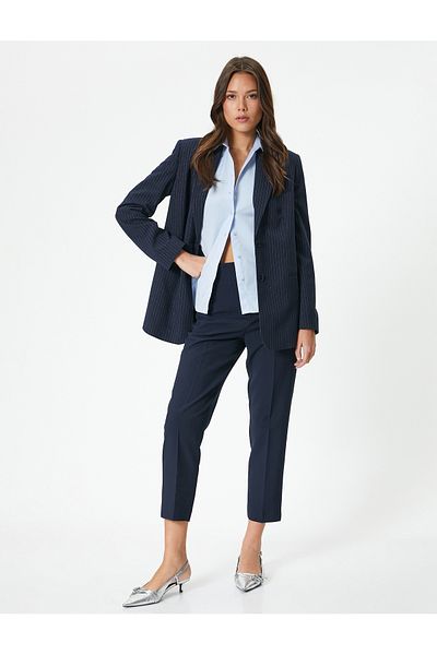 Koton Zigarettenhose mit hoher Taille und schmaler Passform, detaillierte Nähte und Tasche