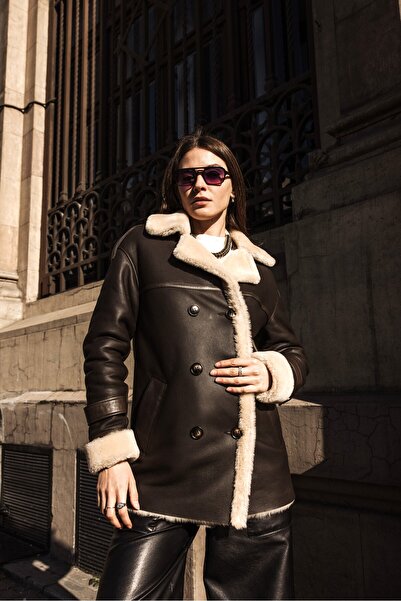 CE-YIL DERİ ÜRÜNLERİ KADIN MELİS HAKİKİ NAPA KÜRK TRENÇKOT