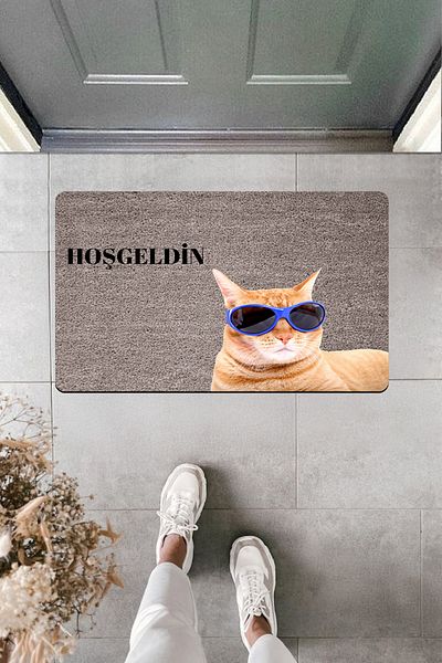 Dormot Home High Quality Digital Printing Cat with Glasses Welcome Door Front Mat