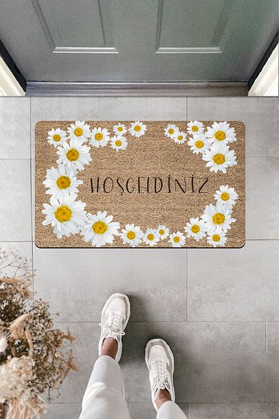 Dormot Home High Quality Digital Printing Welcome Inside Big Daisies Door Front Mat