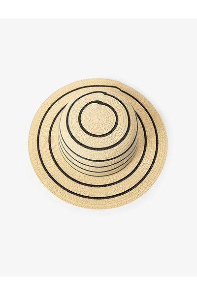Koton Striped Straw Fedora Hat
