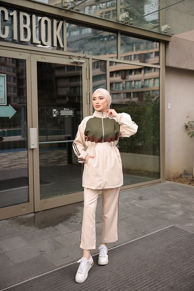MİMİ Luxury Wear Σετ Φούτερ Hijab με φερμουάρ - Σετ των δύο