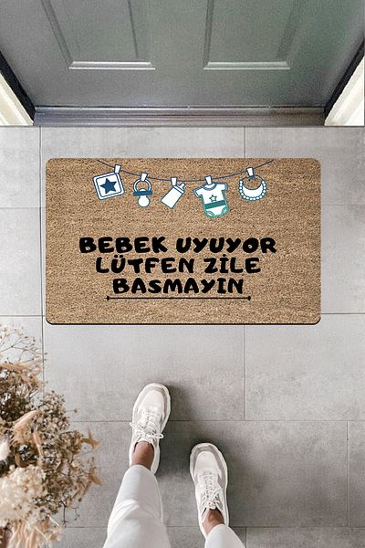 Dormot Home High Quality Digital Printing Baby Clothes Do Not Push the Bell! Sleeps... Door Front Mat