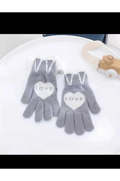 Betülce Double Layer Luxury Quality Love Women's Knitting Gloves