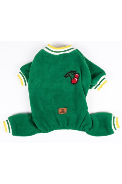 Peti Tailor Köpek Kıyafeti Polar Tulum Green Color Cherry