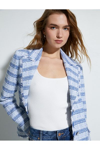 Koton Tweed Jacket Classic límec s kapsami s klopou
