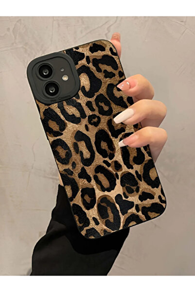 KVK PRİVACY İphone 12 Uyumlu Kılıf Mat Sarı Leopar  Desenli Darbelere Dayanıklı Yumuşak Kamera Korumalı Kapak