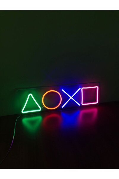 SUN DİZAYN Neon Tabela Playstation Oyun Salonu Oyuncu Odası Neon Led Işıklı Tablo 40 x 20 cm