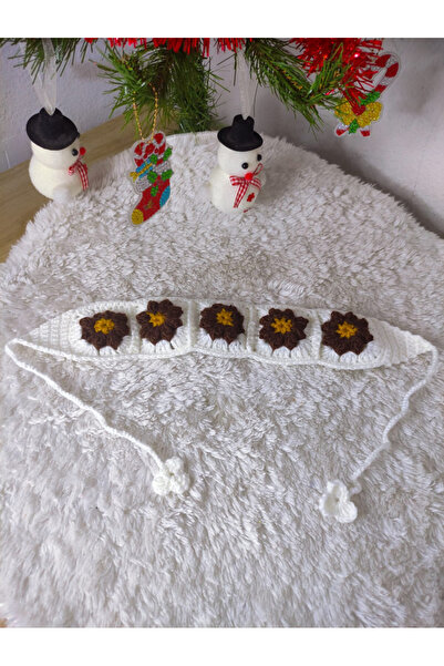 Çicek detaylı örgü bandana