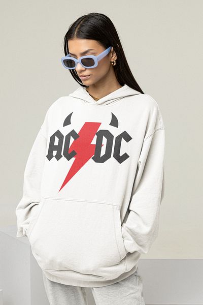 SEVBANO Ac Dc Written Unisex Oversize Music Band Hoodie