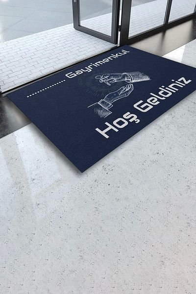Valerine Life Name Personalized Firm Custom Real Estate Agent Real Estate Office Navy Blue Welcome Door Mat 45X70Cm