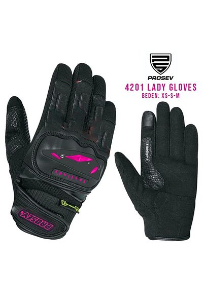 Prosev 4201 Summer Women's Motorcycle Gloves - Black and Pink
