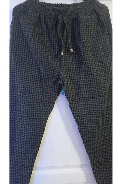 Anne Er Clothing Oversized Winter Cotton Trousers Khaki Print Double Pockets