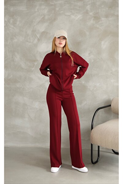 LAVRE Oversize Zippered Chimera Detail Wide Leg Modal Fabric Tracksuit Set