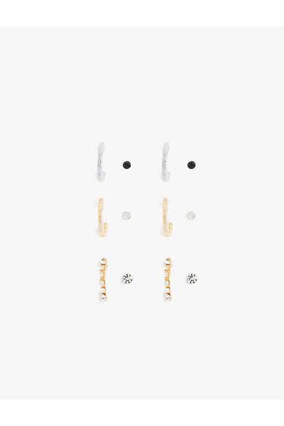 Koton Set of 6 Ball and Hoop Earrings - Stone Detailed