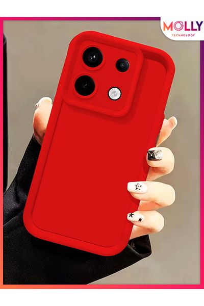 Molly حافظة سيليكون سميكة ذات حواف حمراء قرمزية لهاتف Xiaomi Redmi Note 13 PRO 4G
