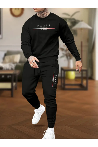 Guillermo Men's Casual 2-Piece Set: Comfortable Long Sleeve T-Shirt & Lace-Up...