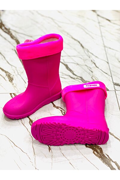 EyuBali Füşya Renk Kız Çocuk İçi Astarlı Günlük Yağmur Çizmesi
