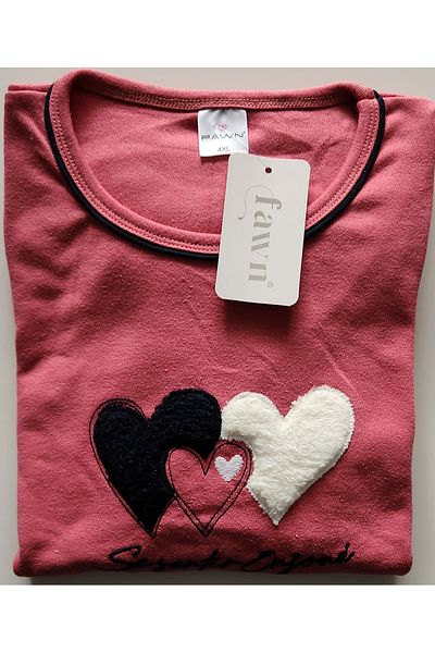 FAWN Pink Plus Size Interlock Mother Pajamas Set - 3211