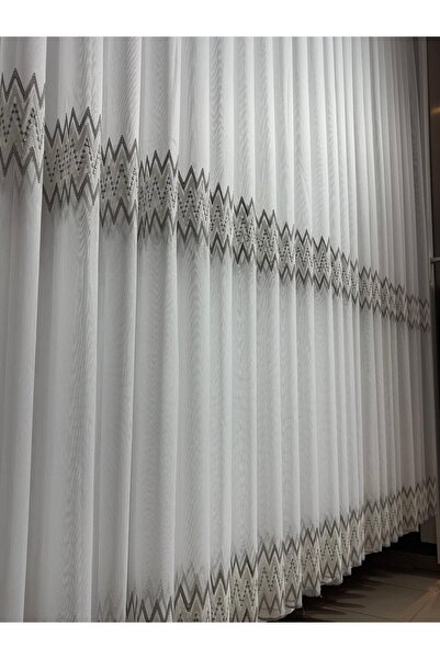 Zd Asmin Gri Serisi 2 Sıra Kalite Nakış İşlemeli Tül 1/3 Sık Boru (A) Pile