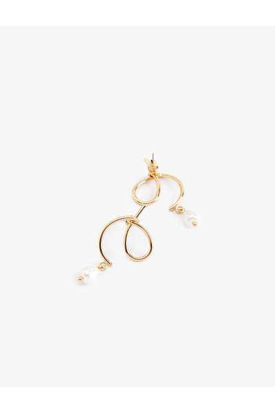 Koton Steel Blended Pearl Detailed Abstract Earrings