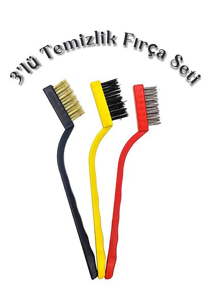 MEDUSHOP 3-Piece Cleaning Brush - Oven, Sink, Aspirator, Stove, with Faucet Edge / Copper Nylon Wire