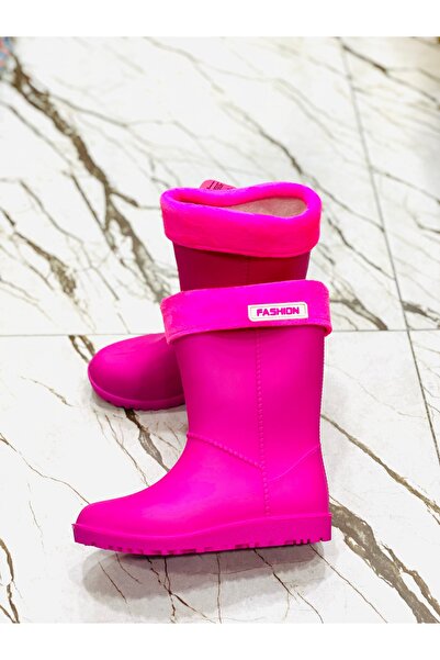 EyuBali Füşya Renk Kız Çocuk İçi Astarlı Günlük Yağmur Çizmesi